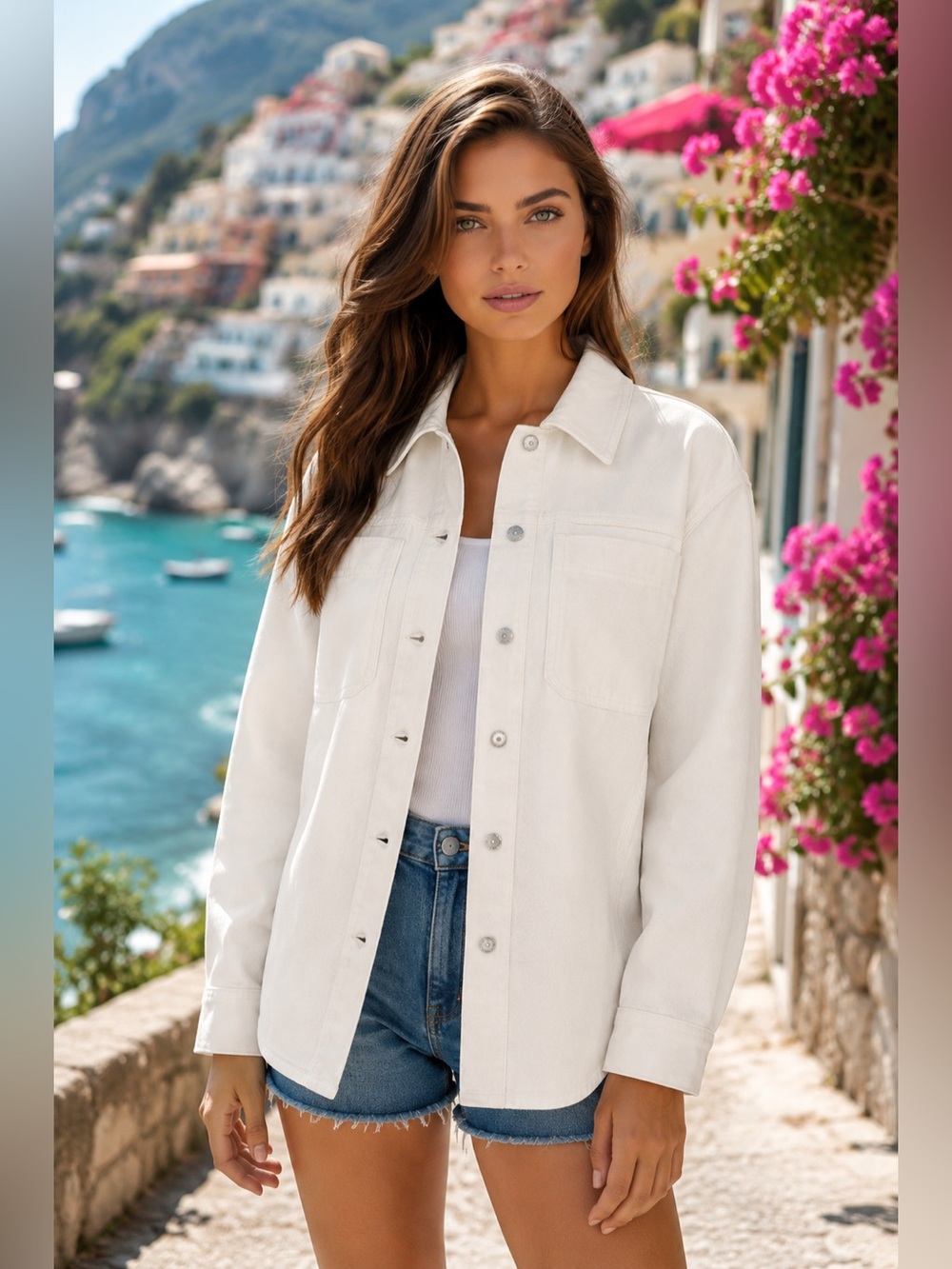 🤍 🤍 Bagatelle Women's White Denim Jacket - Size M🤍 🤍